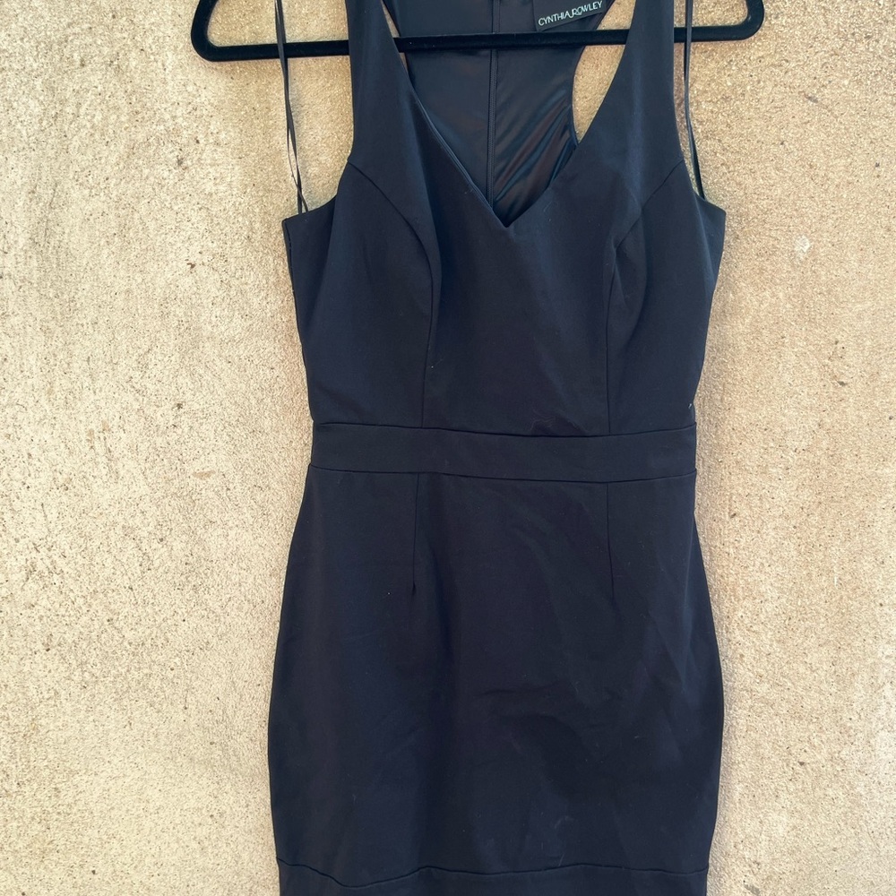 Cynthia Rowley BlackV-Neck Sheath Mini Dress